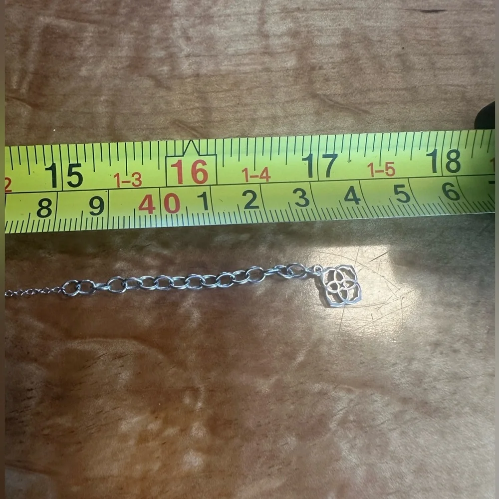 Kendra Scott Ari Heart Pendant Necklace Rainbow Iridescent Stone Silver Tone - Picture 8 of 12